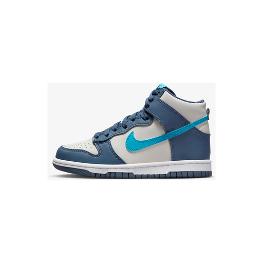 Nike Kid's Dunk High Shoes - Light Bone / Diffused Blue / White / Blue Lightning - Just For Sports
