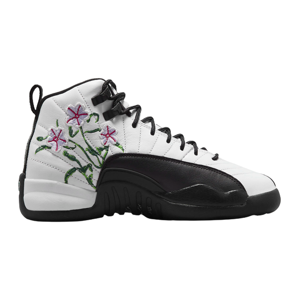 Nike Kid's Air Jordan 12 Retro GS Shoes - White / Black / Vivid Green / Lavender Mist