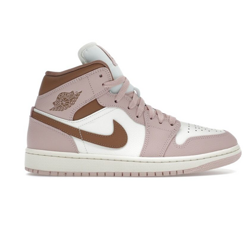 Nike Women's Air Jordan 1 Mid Shoes - Pink Oxford / Sail / Archaeo Brown - Just For Sports