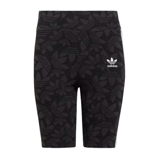 Adidas Kid's High Waisted Cycling Shorts - Carbon / Black / White
