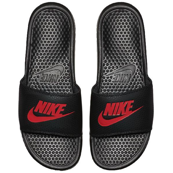 Nike Men's Benassi JDI Slides - Black / Challenge Red