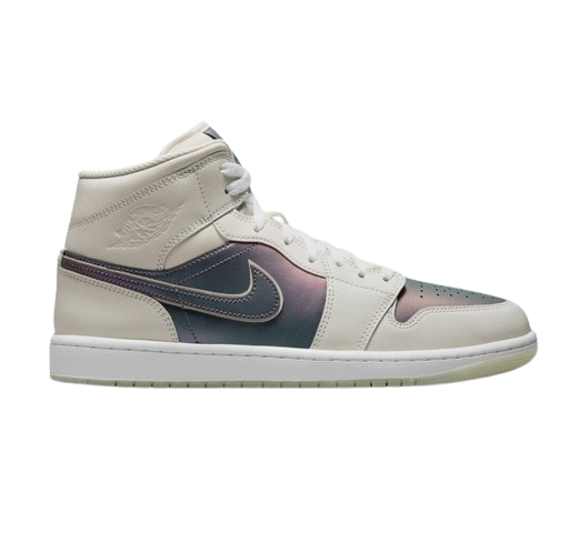 Nike Men's Jordan 1 Mid Se Phantom Iridescent Shoes - Phantom / White - Just For Sports