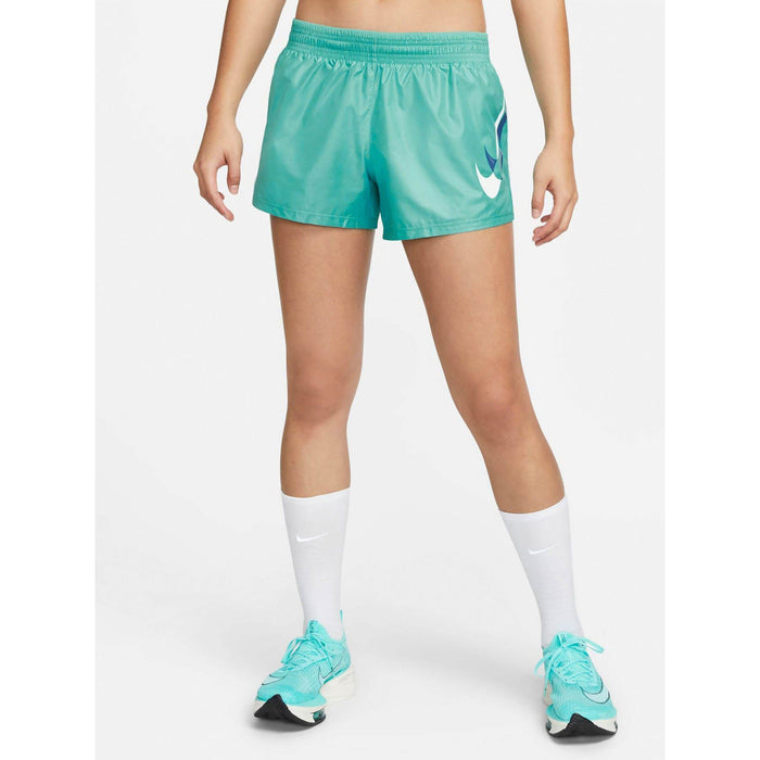 Nike Women's Swoosh Run Shorts - Washed Teal Green / White