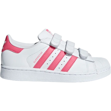 Adidas Kids' Superstar Shoes - Cloud White / Real Pink Just For Sports Adidas Kids' Superstar Shoes - Cloud White / Real Pink Just For Sports