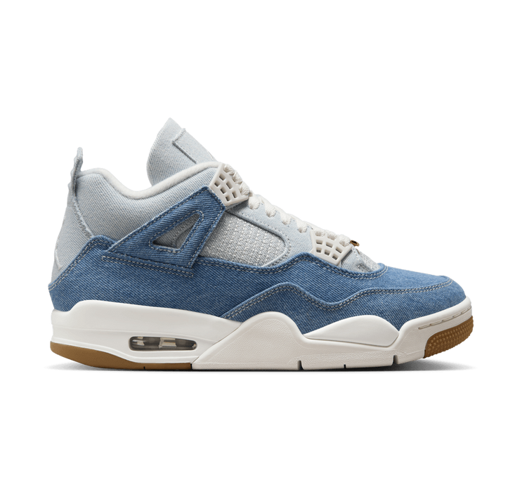 Nike Women's Air Jordan 4 Shoes - Sail / Gum Light Brown / Worn Blue / Sail / Metallic Gold - Just For Sports