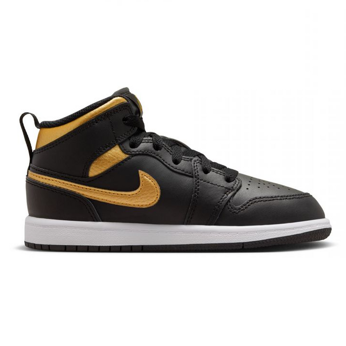 Nike Kid s Air Jordan 1 Mid PS Shoes Black Metallic Gold Just For Sports