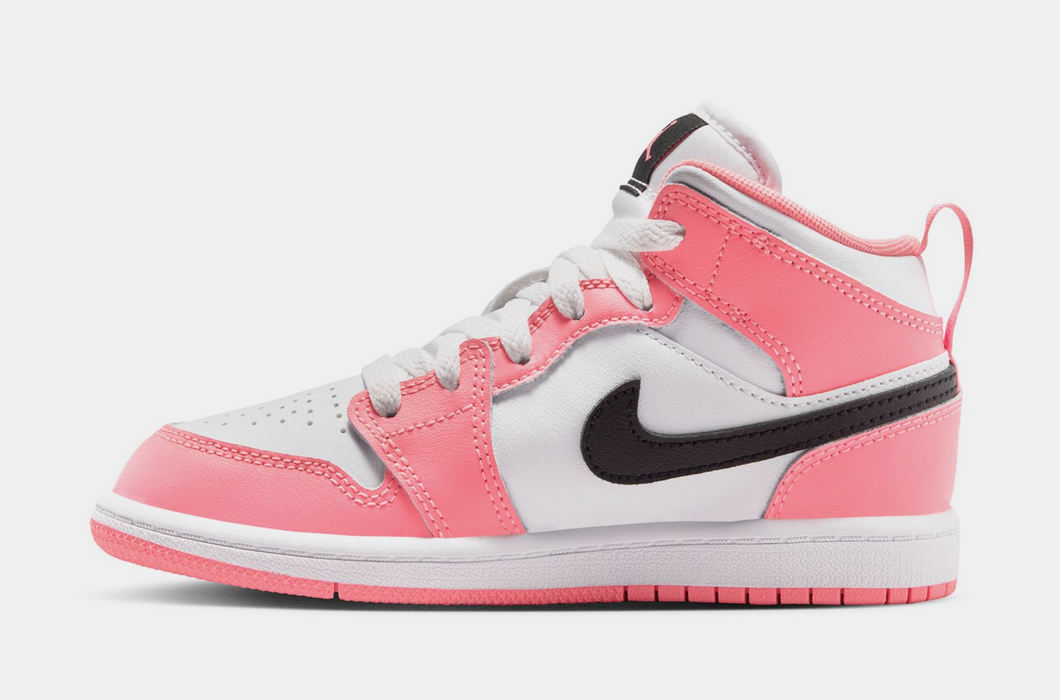 Nike Kids' Jordan 1 Mid Pink Gaze Shoes - Pink Gaze / Pearl Pink / White - Just For Sports