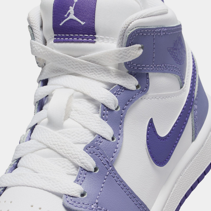 Nike Kids' Air Jordan 1 Mid Shoes - Dusty Amethyst / White / Court Purple - Just For Sports