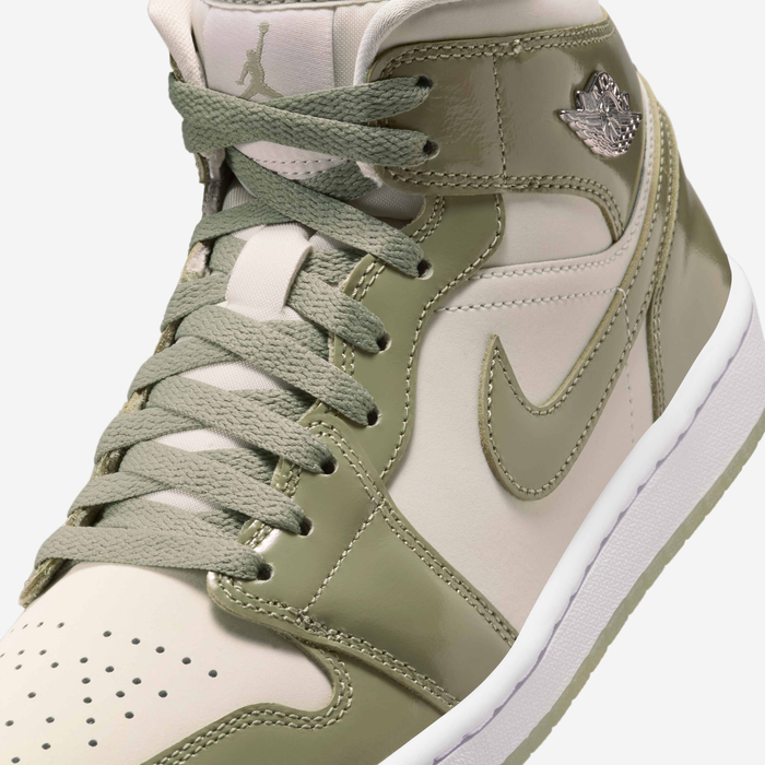 Nike Women's Air Jordan 1 Mid Se Shoes - Sea Glass / Oil Green / Metallic Silver - Just For Sports