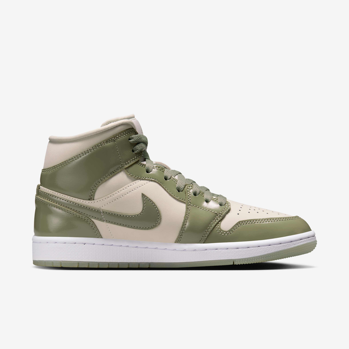 Nike Women's Air Jordan 1 Mid Se Shoes - Sea Glass / Oil Green / Metallic Silver - Just For Sports