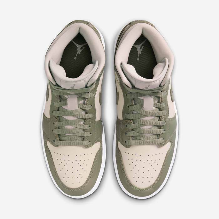 Nike Women's Air Jordan 1 Mid Se Shoes - Sea Glass / Oil Green / Metallic Silver - Just For Sports