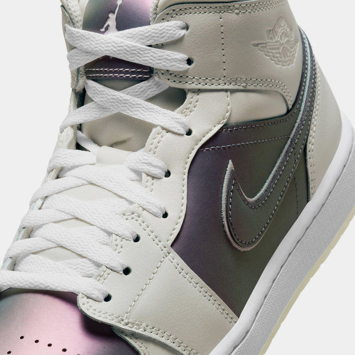 Nike Men's Jordan 1 Mid Se Phantom Iridescent Shoes - Phantom / White - Just For Sports