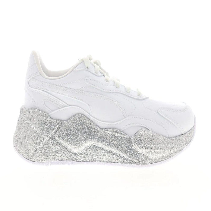 Puma RS-X3 Glitz 37264701 Womens White Leather Low Top Lifestyle Sneakers Shoes