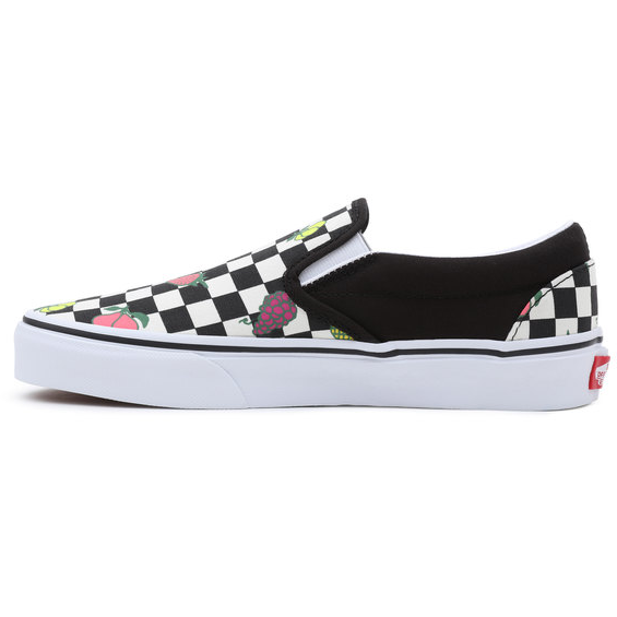 Vans Unisex Classic Slip On Fruit Checkerboard Shoes - Black / White