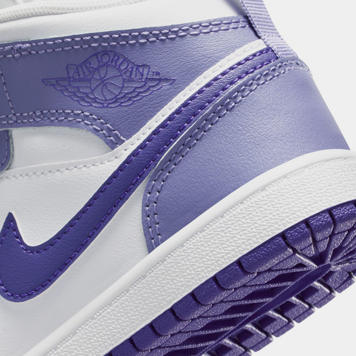 Nike Kids' Air Jordan 1 Mid Shoes - Dusty Amethyst / White / Court Purple - Just For Sports