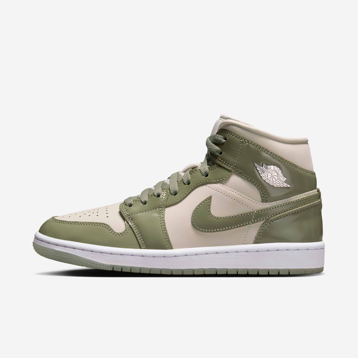 Nike Women's Air Jordan 1 Mid Se Shoes - Sea Glass / Oil Green / Metallic Silver - Just For Sports