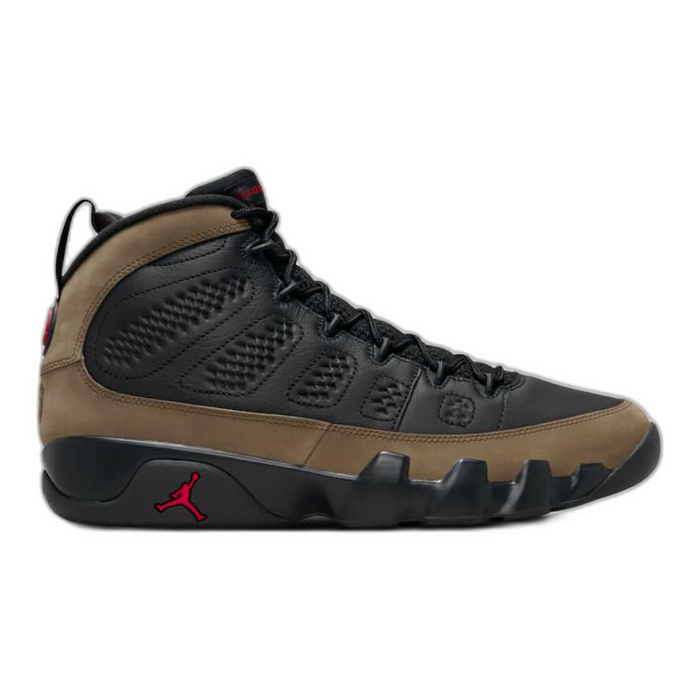 Nike Men's Jordan 9 Retro Olive Shoes - Black / True Red / Light Olive