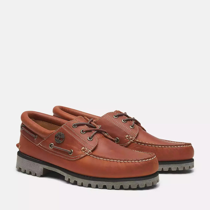 Timberland Men's Authentic 3-Eye Boat Shoe - Orange / Full Grain