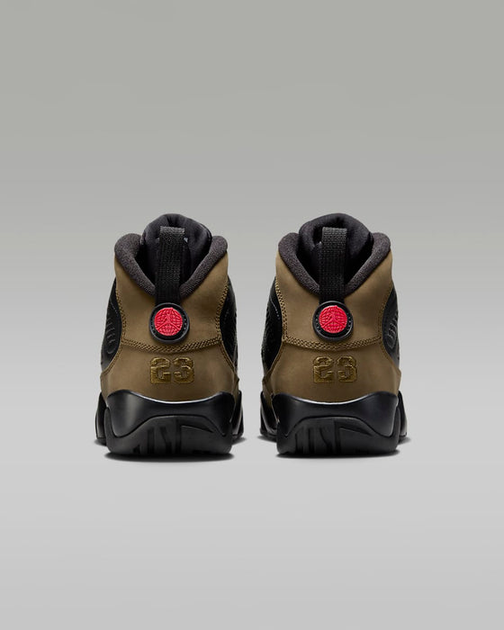 Nike Kids' Air Jordan 9 Shoes - Black / Light Olive / True Red