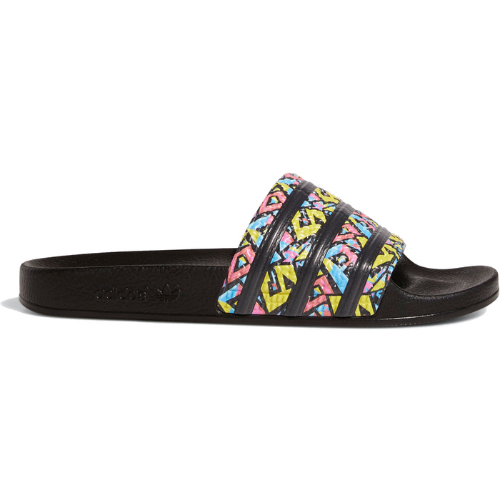 Adidas Adilette Slides - Core Black / Pink / Blue Just For Sports