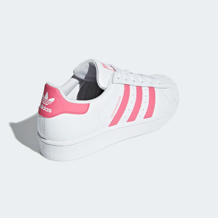 Adidas Kids' Superstar Shoes - Cloud White / Real Pink Just For Sports Adidas Kids' Superstar Shoes - Cloud White / Real Pink Just For Sports