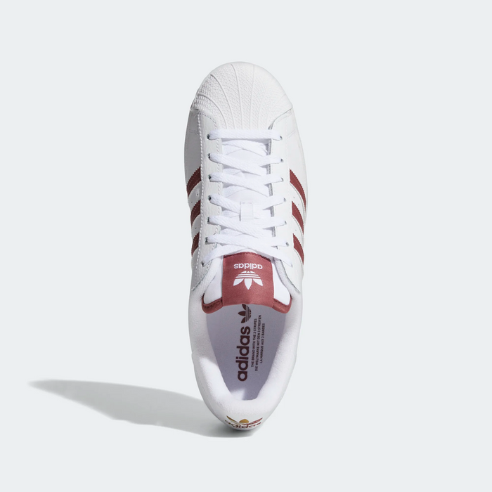 Adidas Men's Superstar Shoes - Cloud White / Quiet Crimson / Gold Foil Just For Sports