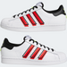 Adidas Men's Superstar Shoes - Cloud White / Vivid Red / Solar Yellow Just For Sports