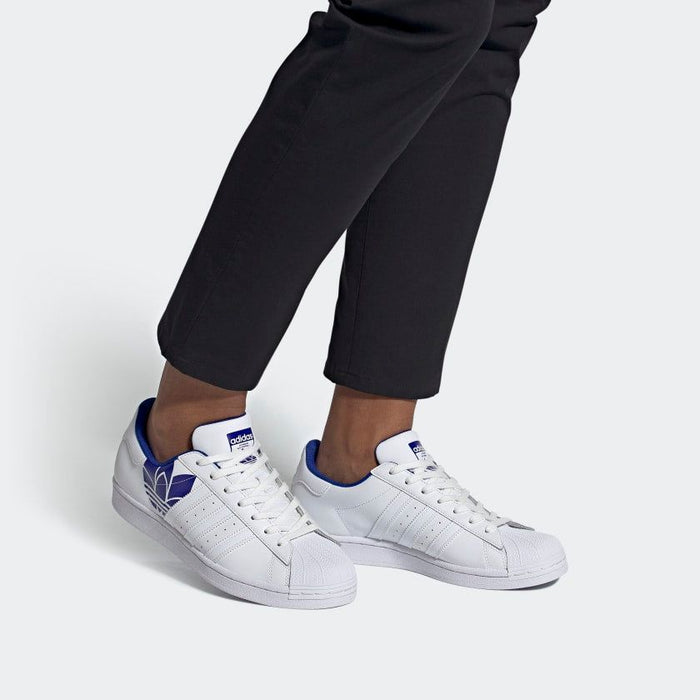 Adidas Men's Superstar Trefoil Shoes - Cloud White / Royal Blue Just For Sports