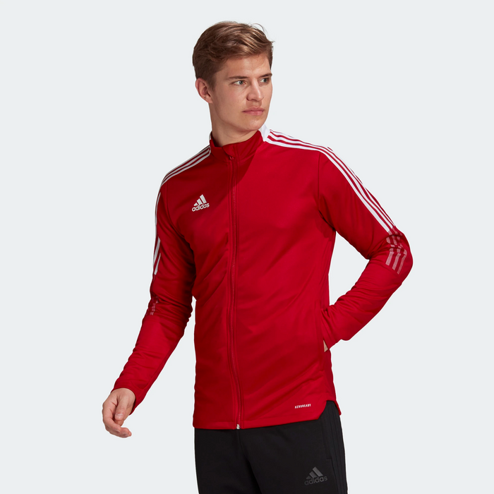 Adidas track jacket mens red sales