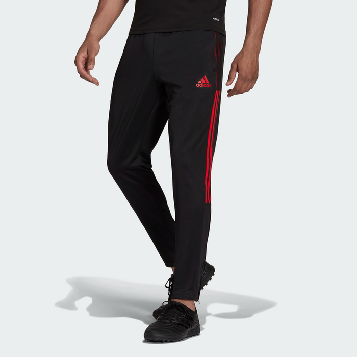 Mens Tek Gear Athletic Pants, Black With Red Stripe Size L