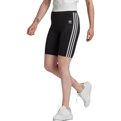 adidas Originals adicolor three stripe high waisted legging shorts in black