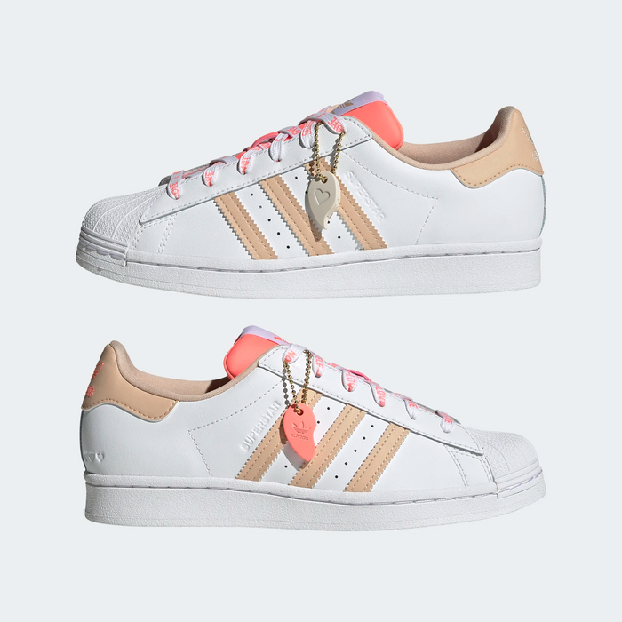 Adidas Women s Superstar Shoes Cloud White Halo Blush Acid Red