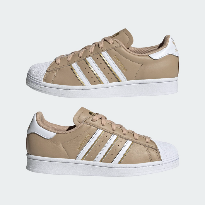 Adidas Women's Superstar Shoes - Cloud White / Pale Nude / Gold Metallic Just For Sports