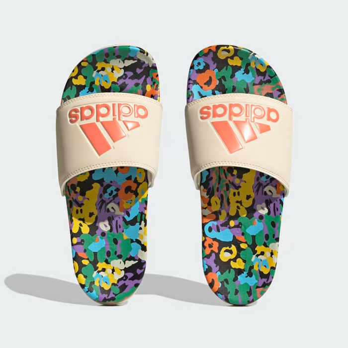 Adidas Women's Adilette Comfort Slides - Ecru Tint / Coral Fusion