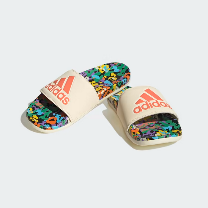 Adidas Women's Adilette Comfort Slides - Ecru Tint / Coral Fusion