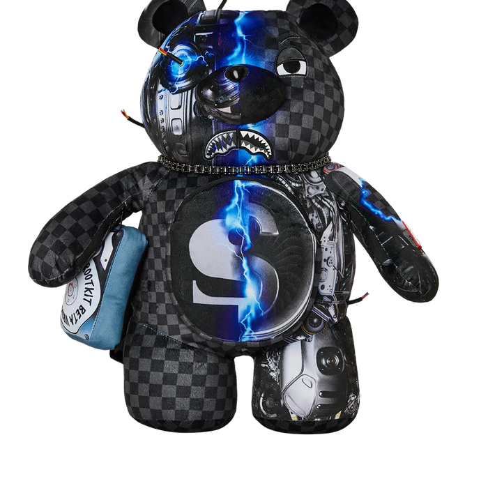 Sprayground Cyborg Bear Backpack - Grey / Black / Blue