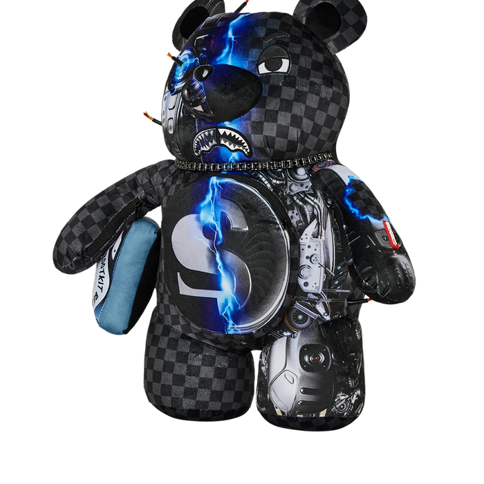 Sprayground Cyborg Bear Backpack - Grey / Black / Blue