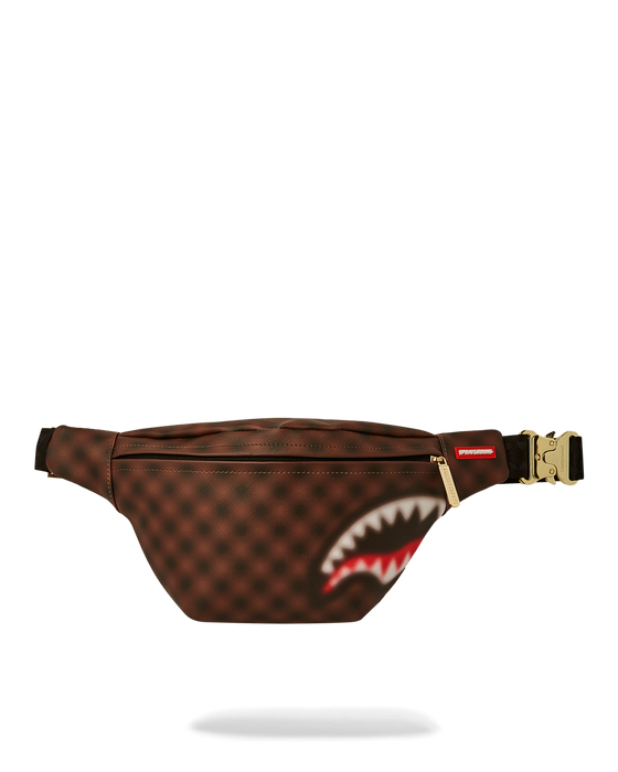 Sprayground Sharks in Paris Blur Effect Savvy Crossbody Bag - Brown / Red