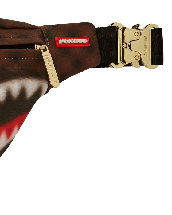 Sprayground Sharks in Paris Blur Effect Savvy Crossbody Bag - Brown / Red