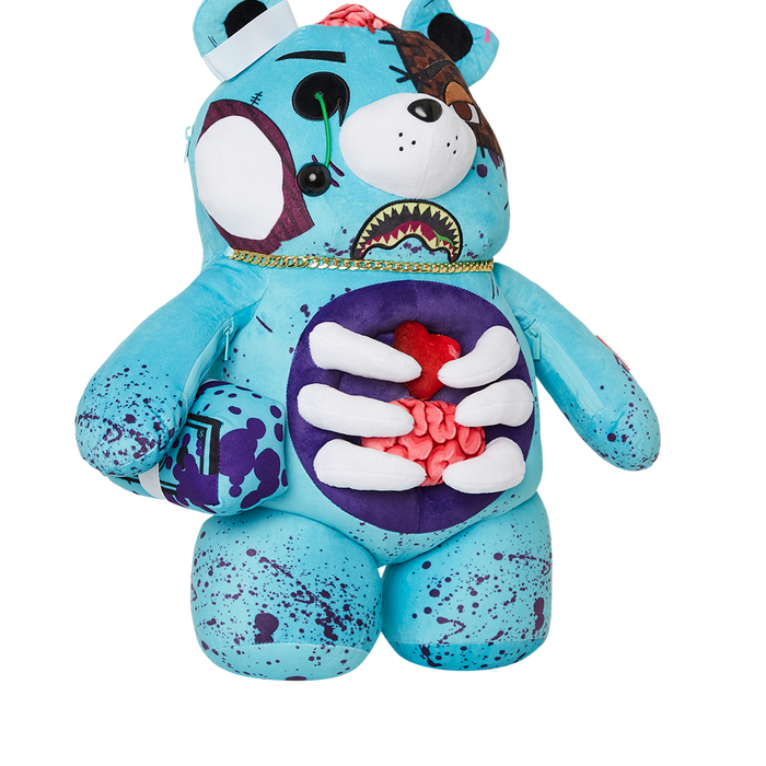 Sprayground Night of The Living Bear Backpack - Blue / Red / Pink