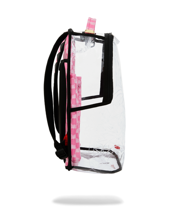 Sprayground Clear Dlx Backpack - Checked Out (Pink Drip) Bag - Just For Sports