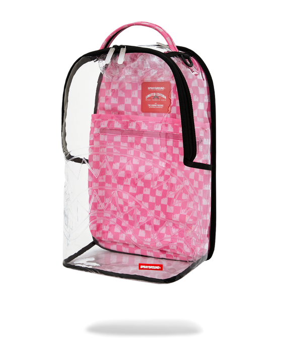 Sprayground Clear Dlx Backpack - Checked Out (Pink Drip) Bag - Just For Sports