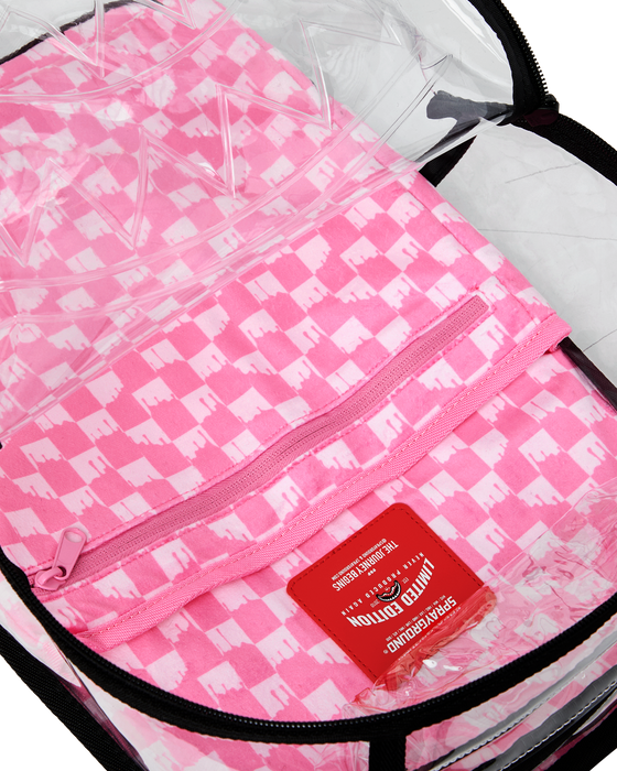 Sprayground Clear Dlx Backpack - Checked Out (Pink Drip) Bag - Just For Sports