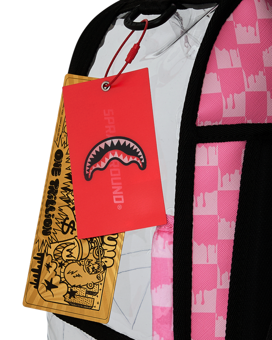 Sprayground Clear Dlx Backpack - Checked Out (Pink Drip) Bag - Just For Sports