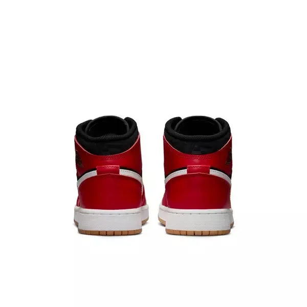 Jordan 1 Mid SE "Black/Fire Red/White/Malachite" Grade School Boys' Shoe DQ8418006