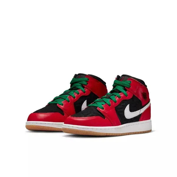 Nike Kid s Air Jordan 1 Mid SE Shoes Fire Red Black Malachite Gr Just For Sports