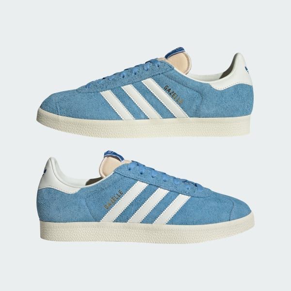 Adidas Men's Gazelle Shoes Light Blue Off White Cream White