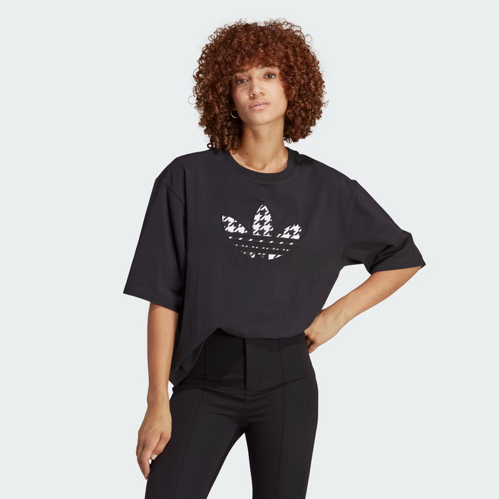 Adidas Women's Originals Houndstooth Trefoil Infill Tee - Black / White