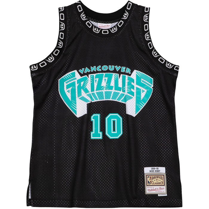 Mitchell & Ness Men's Black Team Color Swingman Vancouver Grizzlies 1998-99 Mike Bibby 10 Jersey - Black / Blue Just For Sports