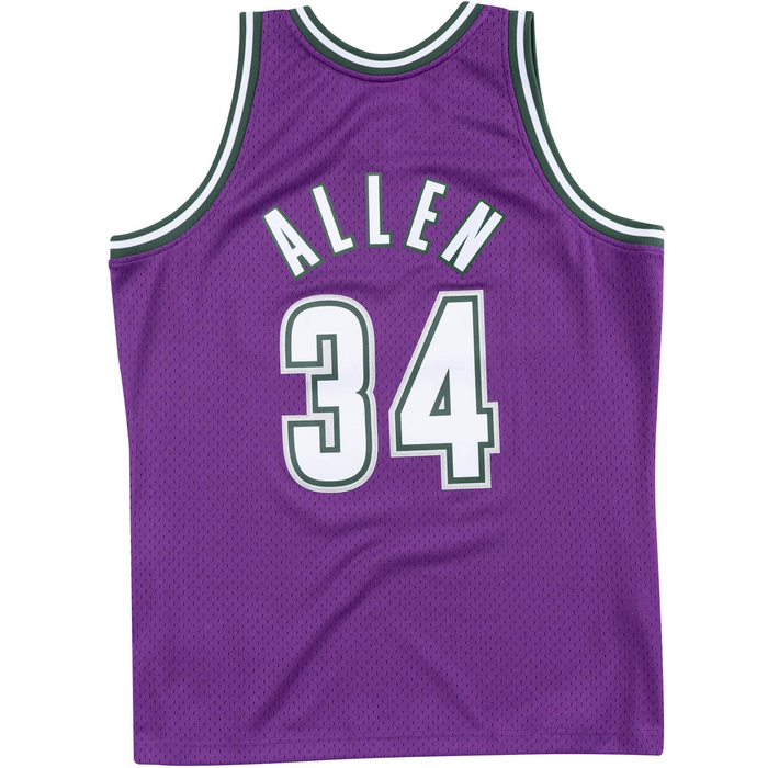 Mitchell & Ness Men's Swingman Milwaukee Bucks Road 2000-01 Ray Allen 34 Jersey - Purple / Green Just For Sports